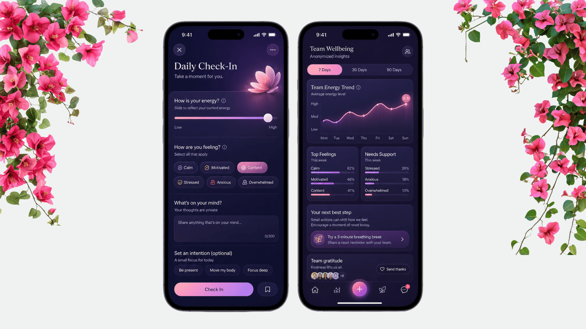 Bloom product interface mockup