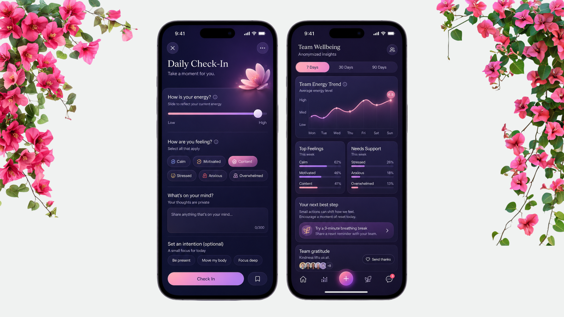 Bloom product interface mockup