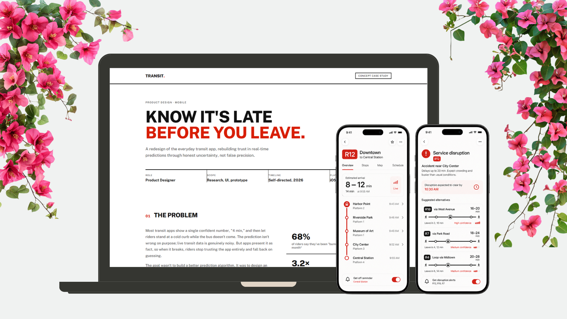 Transit product interface mockup